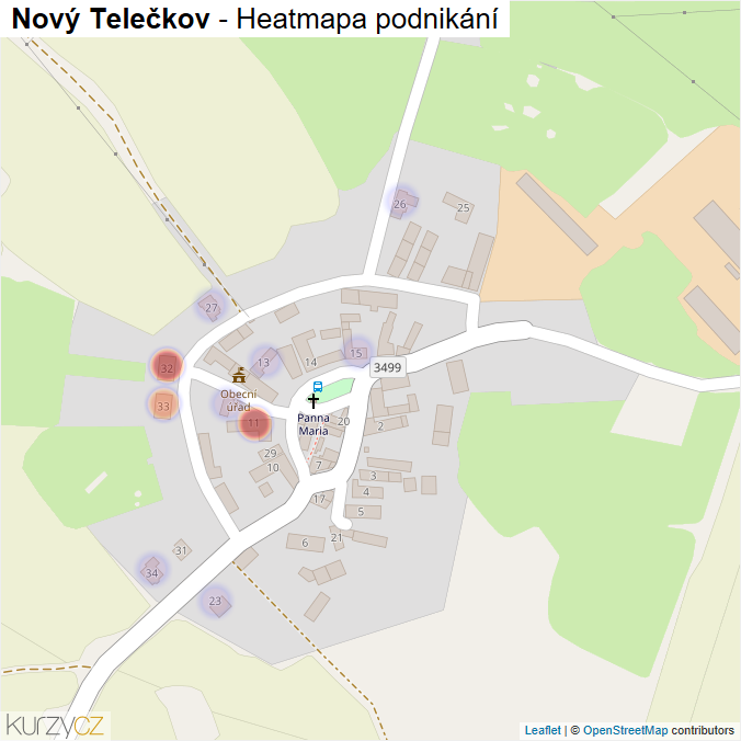 Mapa Nový Telečkov - Firmy v části obce.