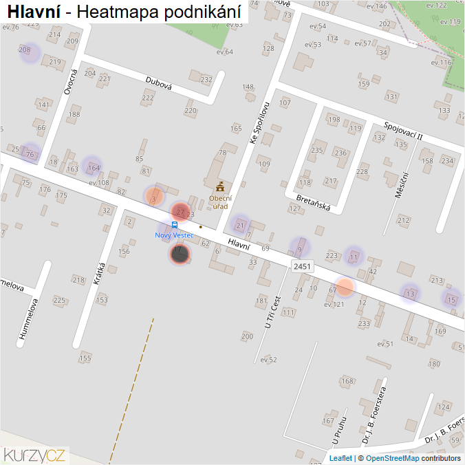 Mapa Hlavní - Firmy v ulici.