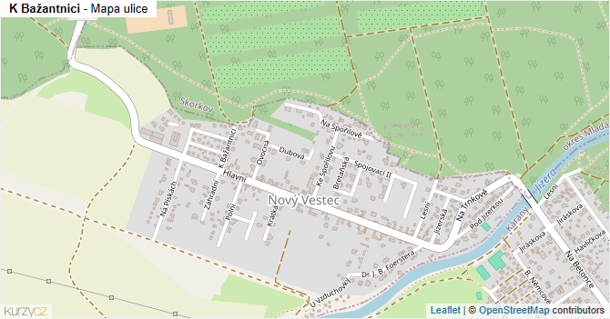 K Bažantnici - mapa ulice