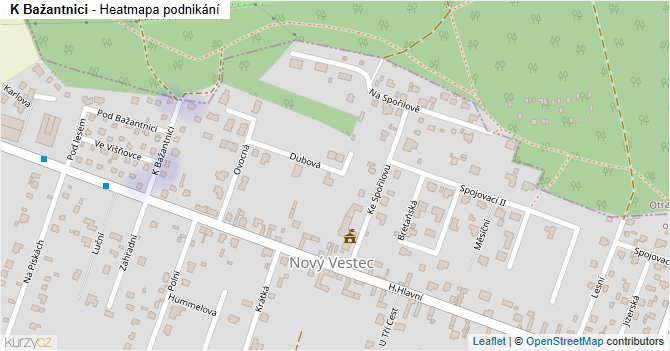 K Bažantnici - mapa podnikání