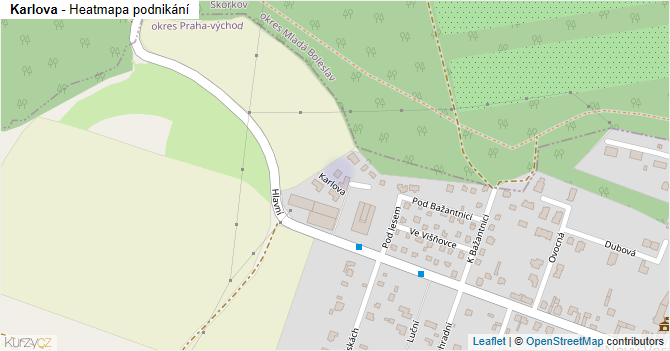 Karlova - mapa podnikání