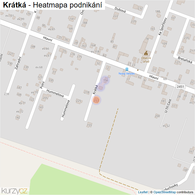 Mapa Krátká - Firmy v ulici.