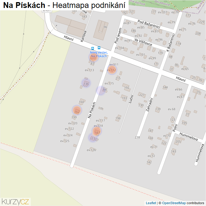 Mapa Na Pískách - Firmy v ulici.