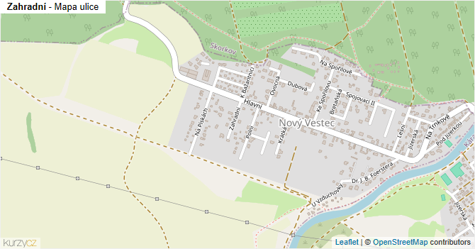 Zahradní - mapa ulice