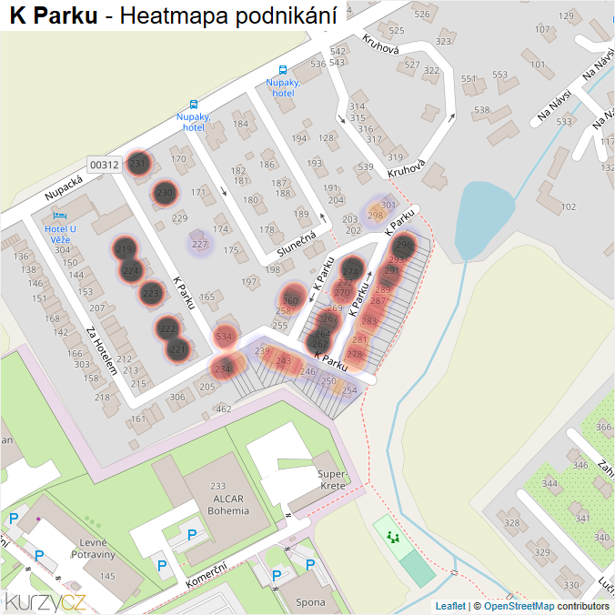 Mapa K Parku - Firmy v ulici.