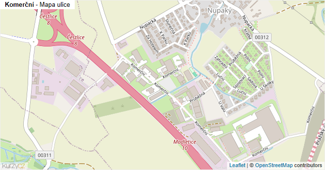 Komerční - mapa ulice