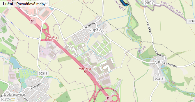 Luční - záplavové mapy stoleté vody