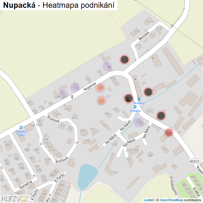 Mapa Nupacká - Firmy v ulici.