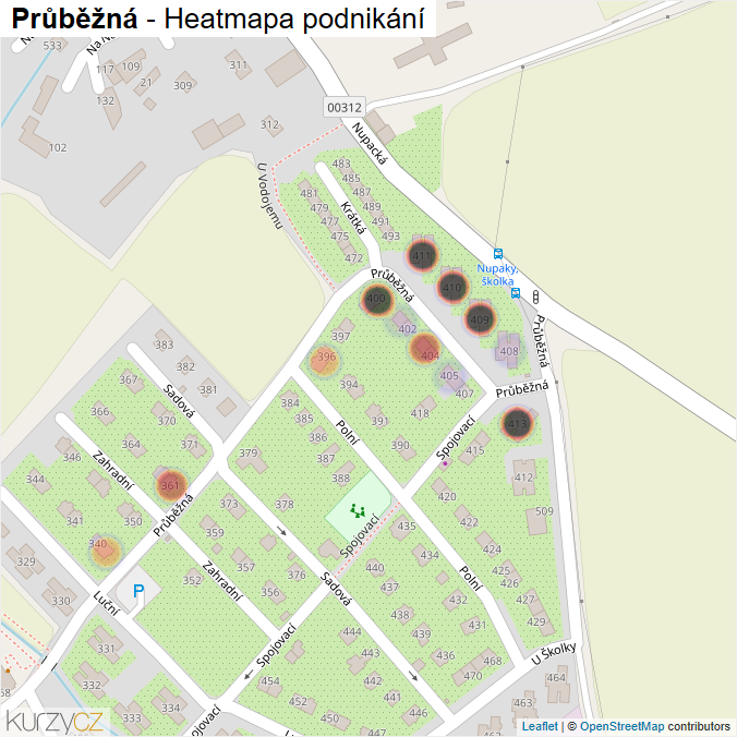 Mapa Průběžná - Firmy v ulici.
