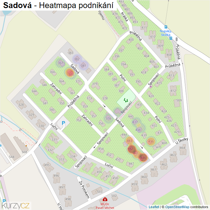 Mapa Sadová - Firmy v ulici.