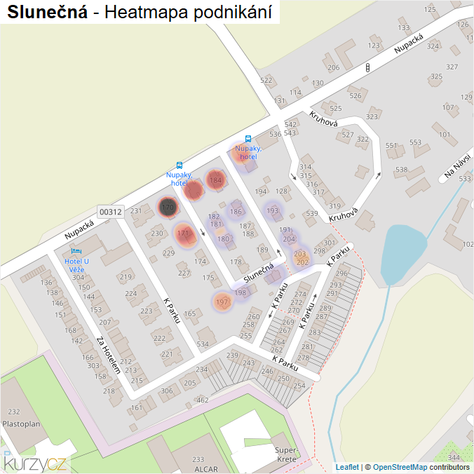 Mapa Slunečná - Firmy v ulici.