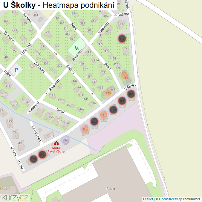 Mapa U Školky - Firmy v ulici.