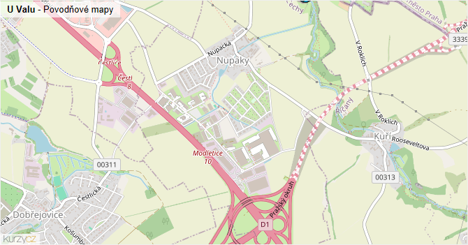 U Valu - záplavové mapy stoleté vody