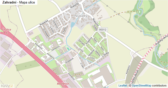 Zahradní - mapa ulice
