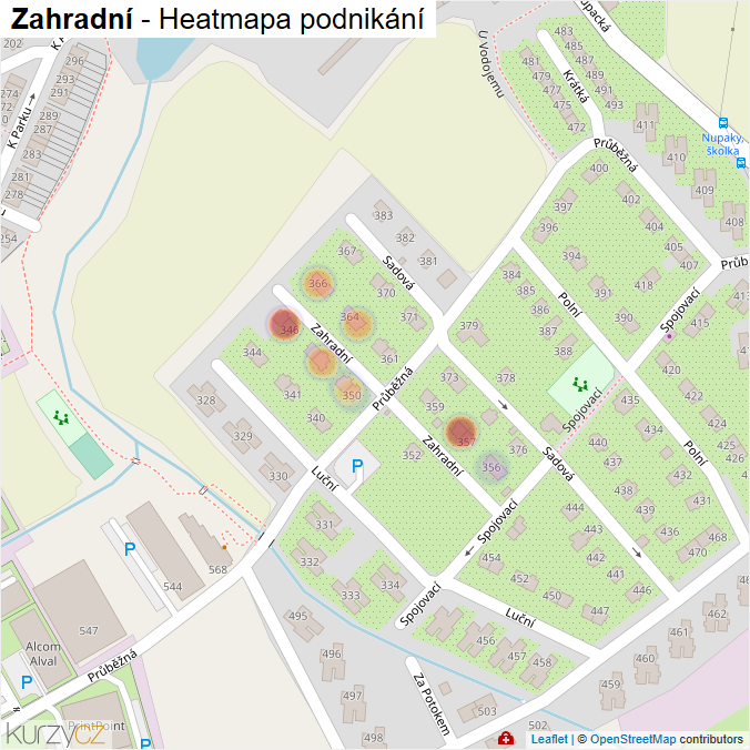 Mapa Zahradní - Firmy v ulici.