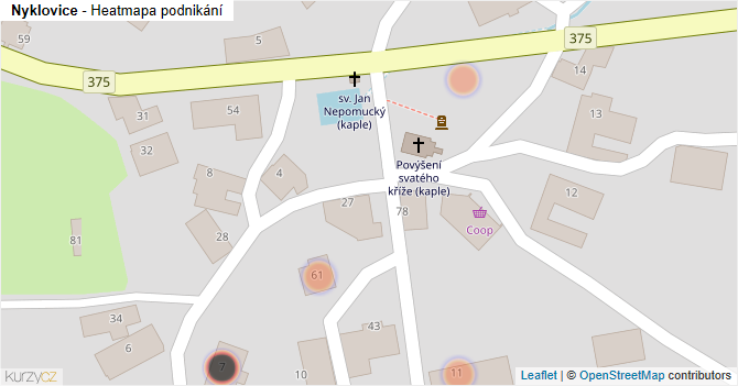 Nyklovice - mapa podnikání