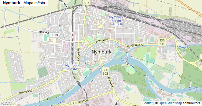 Nymburk - mapa města