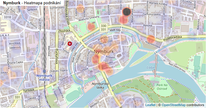 Nymburk - mapa podnikání