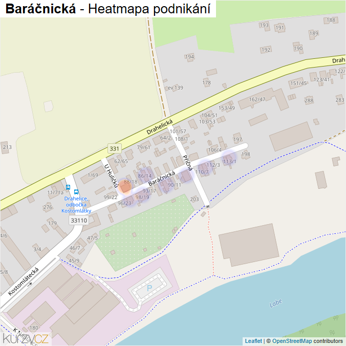 Mapa Baráčnická - Firmy v ulici.