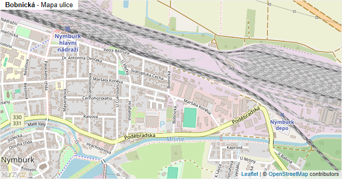 Bobnická - mapa ulice