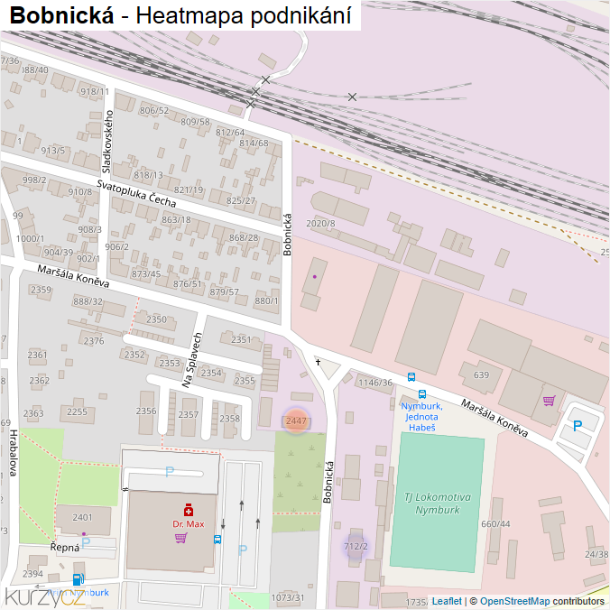 Mapa Bobnická - Firmy v ulici.