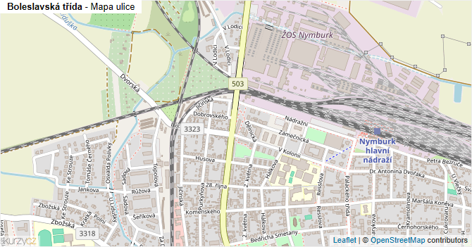 Boleslavská třída - mapa ulice