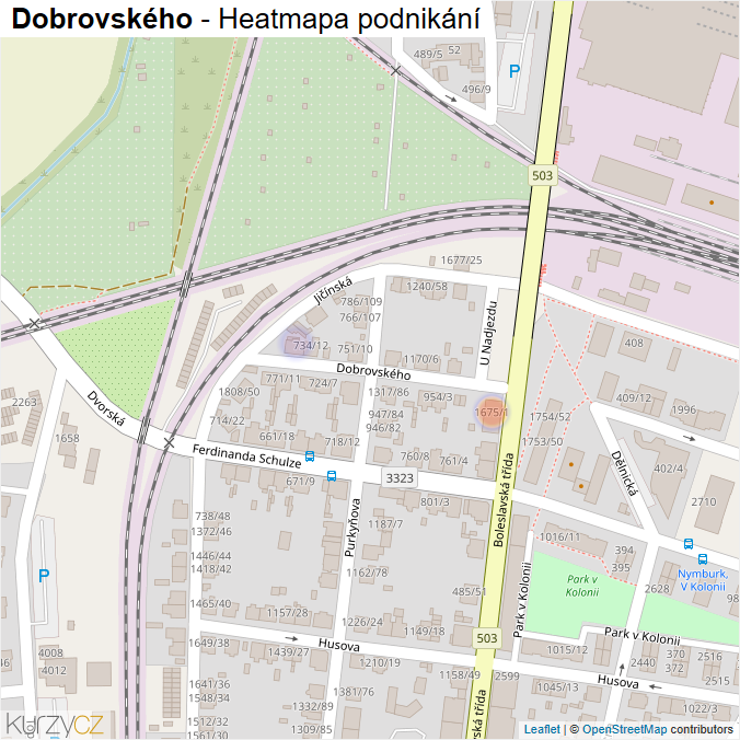 Mapa Dobrovského - Firmy v ulici.