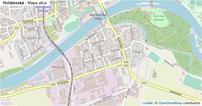 Hořátevská - mapa ulice