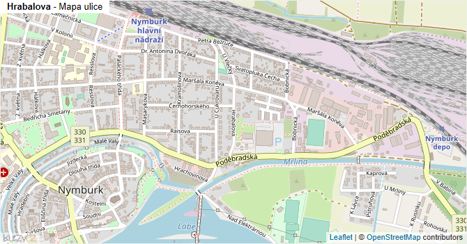 Hrabalova - mapa ulice