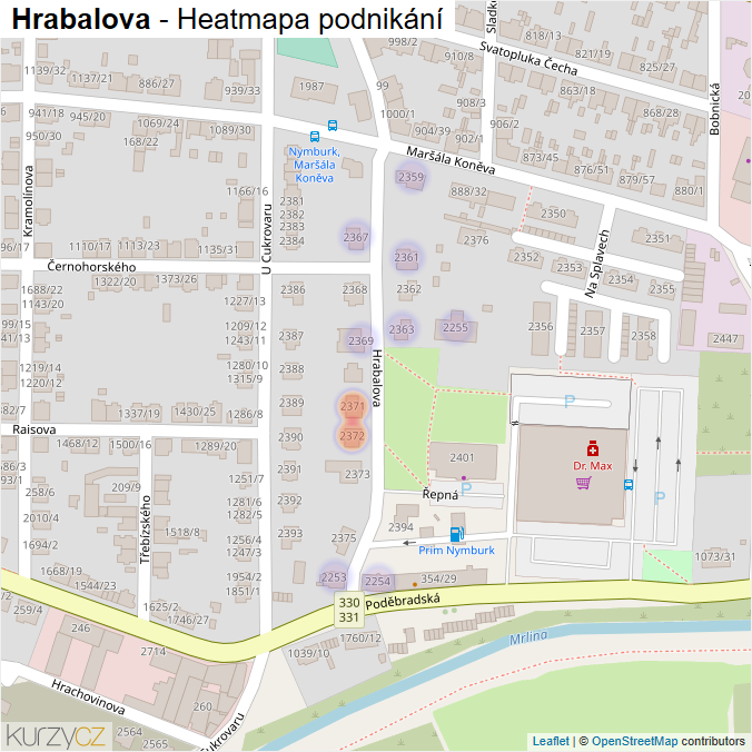 Mapa Hrabalova - Firmy v ulici.