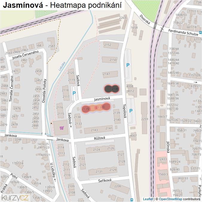 Mapa Jasmínová - Firmy v ulici.