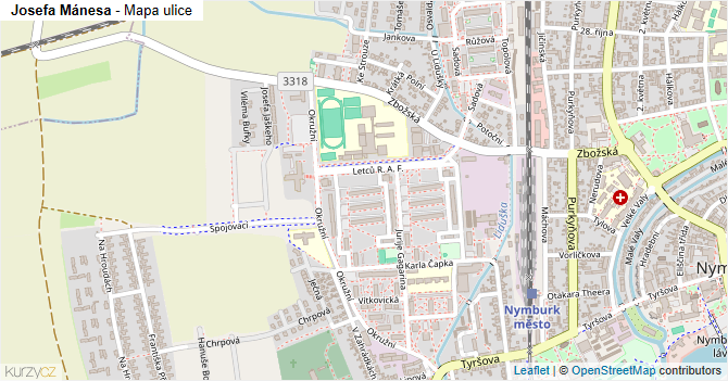 Josefa Mánesa - mapa ulice