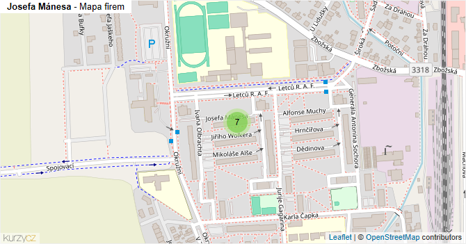 Josefa Mánesa - mapa firem