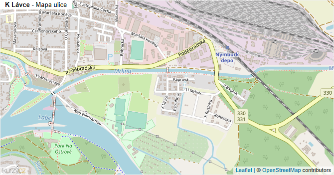 K Lávce - mapa ulice
