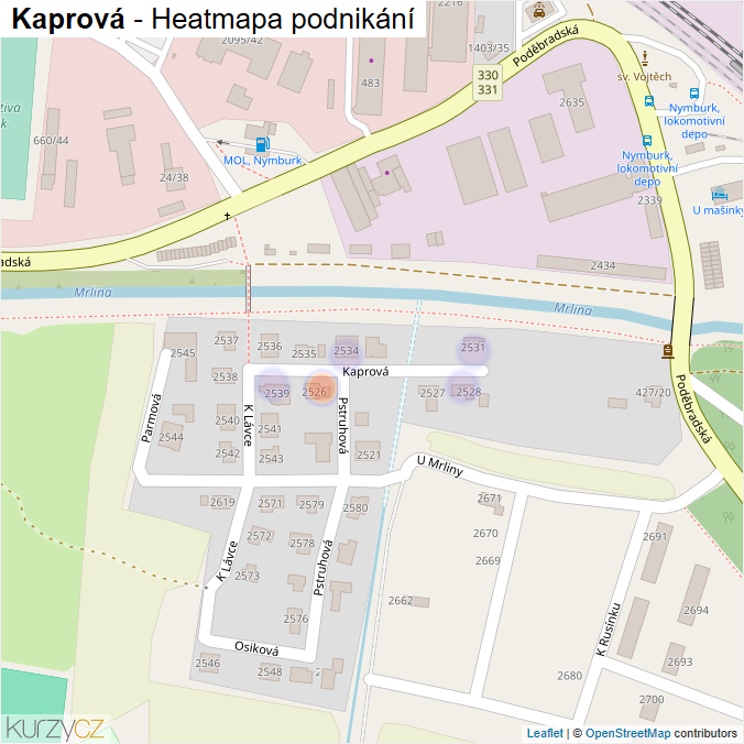 Mapa Kaprová - Firmy v ulici.