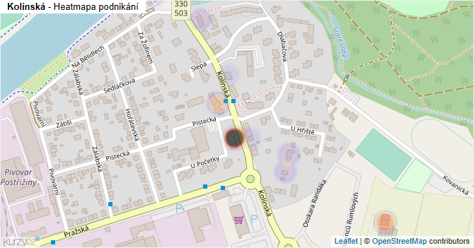 Kolínská - mapa podnikání