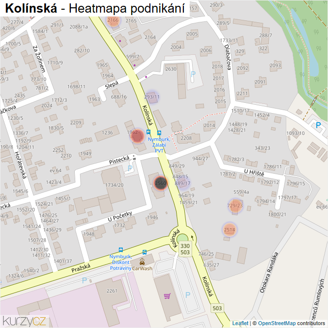 Mapa Kolínská - Firmy v ulici.