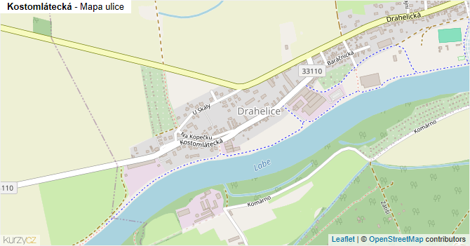 Kostomlátecká - mapa ulice