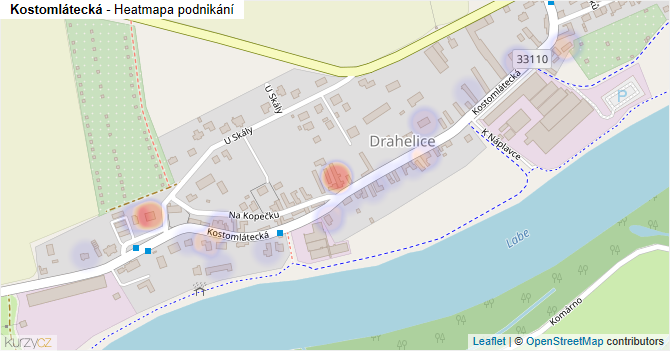 Kostomlátecká - mapa podnikání