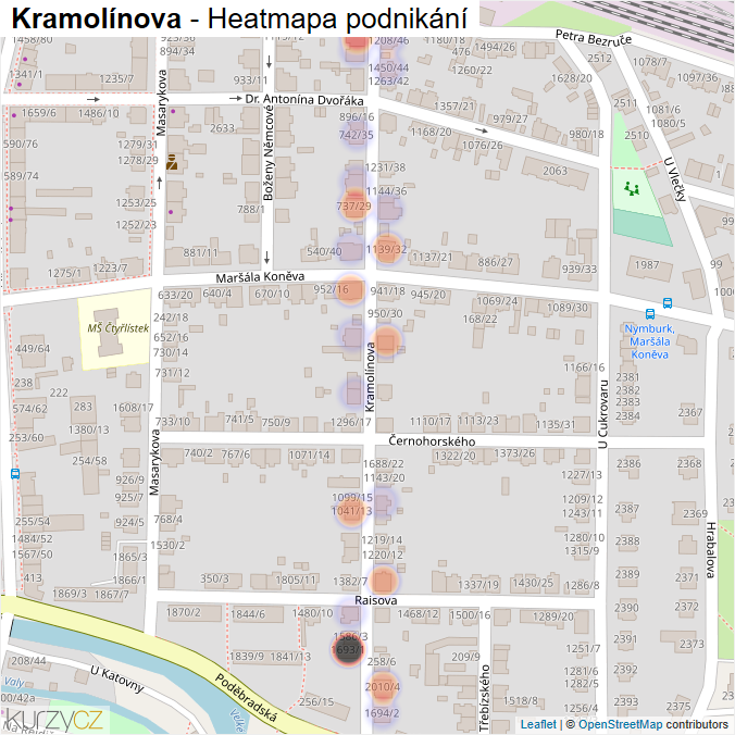 Mapa Kramolínova - Firmy v ulici.