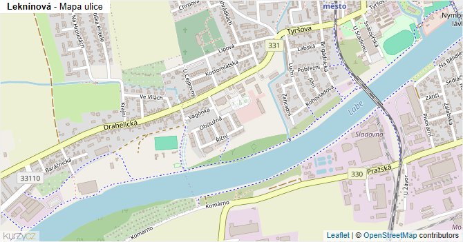 Leknínová - mapa ulice