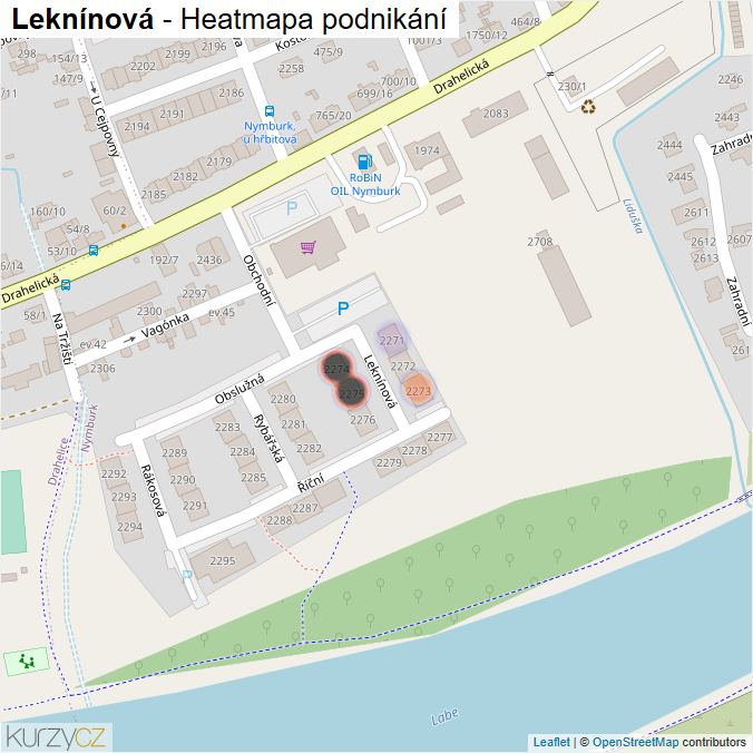 Mapa Leknínová - Firmy v ulici.