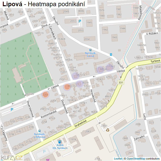 Mapa Lipová - Firmy v ulici.