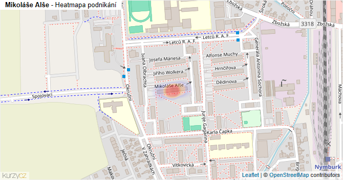 Mikoláše Alše - mapa podnikání