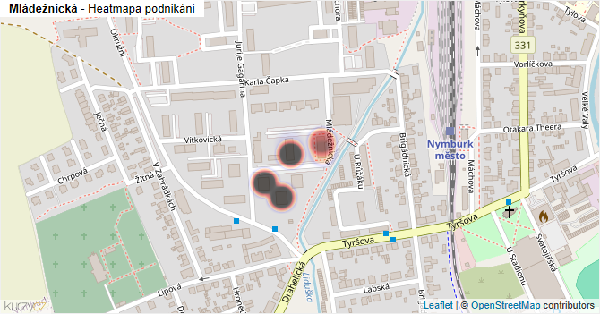 Mládežnická - mapa podnikání