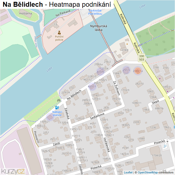 Mapa Na Bělidlech - Firmy v ulici.