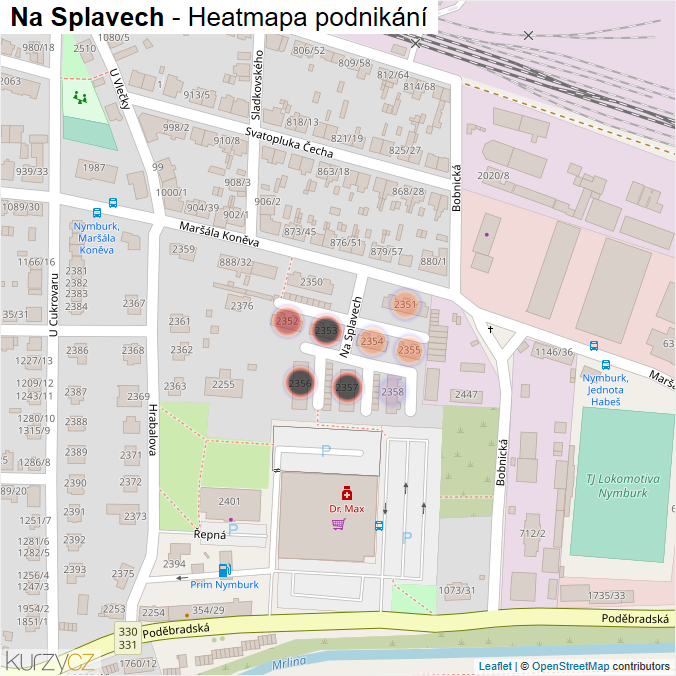 Mapa Na Splavech - Firmy v ulici.
