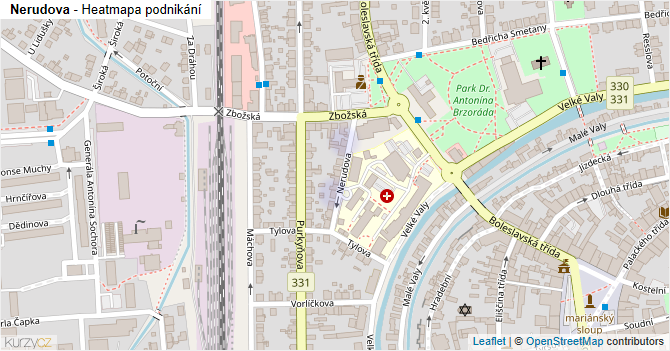 Nerudova - mapa podnikání