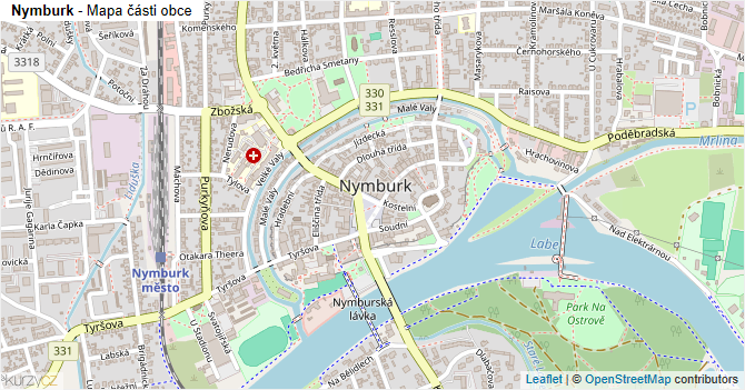 Nymburk - mapa části obce