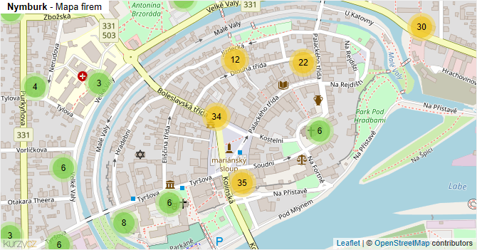 Nymburk - mapa firem